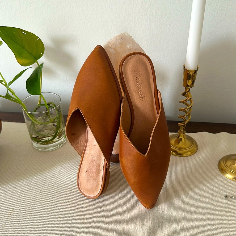 Madewell leather never worn loafer mules . Nordstrom Rack stickers on soles .